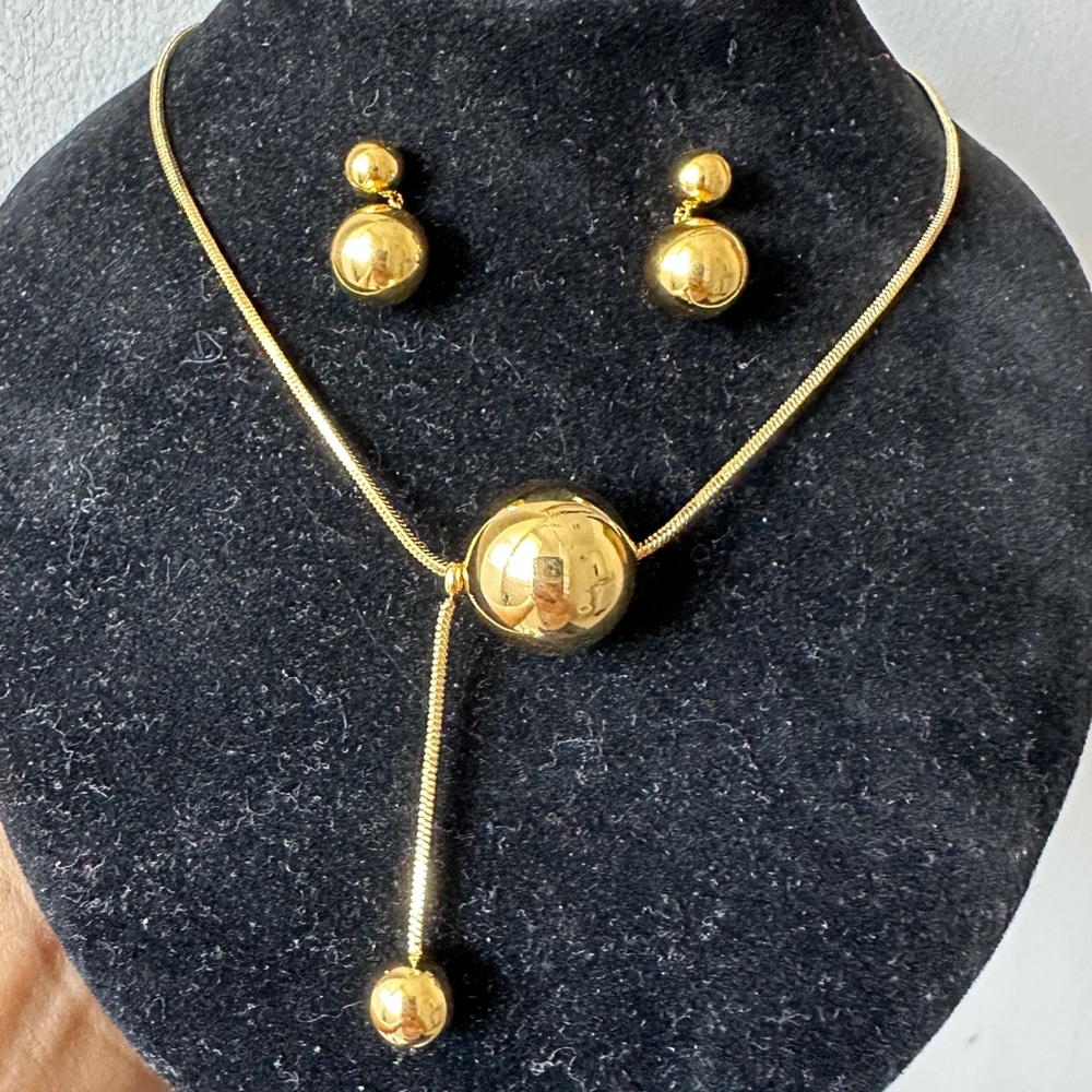Shinny Metal Golden Globes Jewelry Set #S55